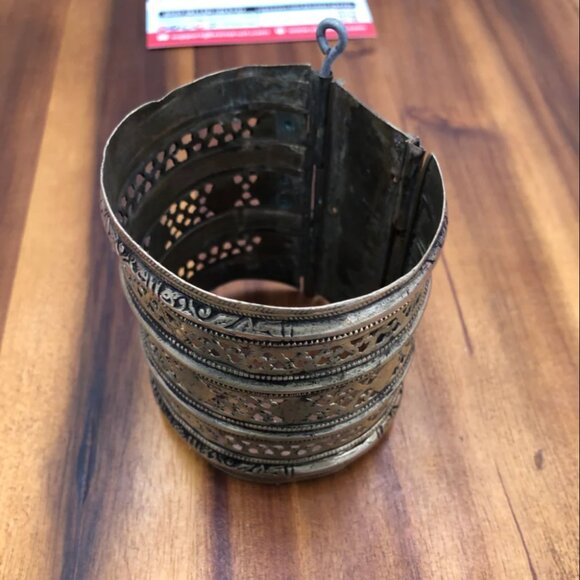 Single Kuchi Afghan Cuff, Tribal Vintage Glass Stone Boho Handcuff Bracelet, - Picture 5 of 8